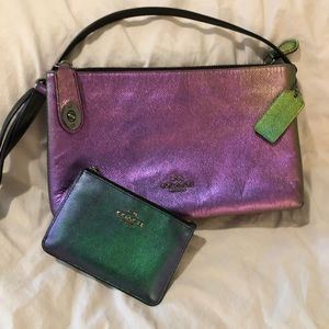 COACH iridescent crossbody with matching wallet